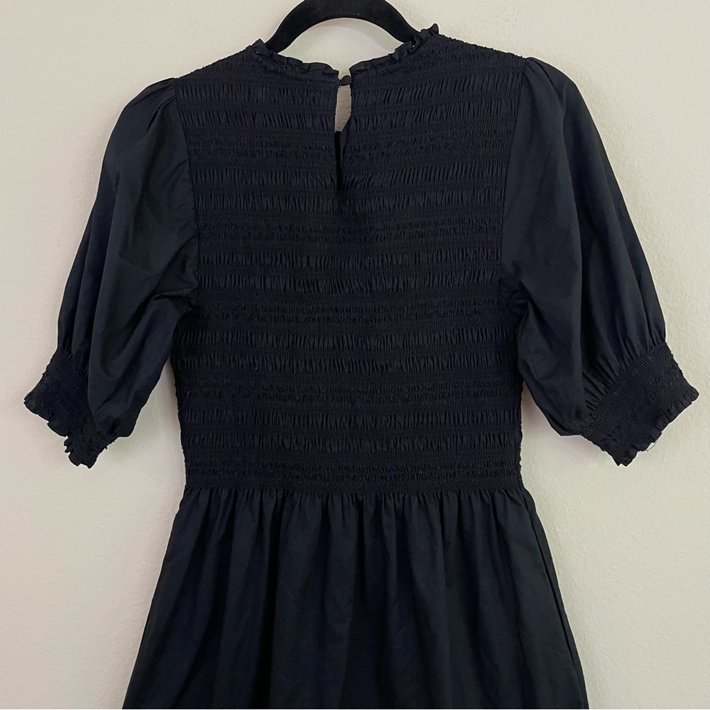 Hill House Black Smocked The Vivi Nap Mini Dress Size Small - Picture 8 of 10